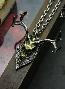 原创麋鹿哥特风纯银项链吊坠