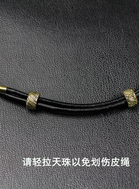 黄铜天珠挂绳锁骨链横穿珠配绳吊坠绳挂件绳牛皮挂绳纯银/可调节