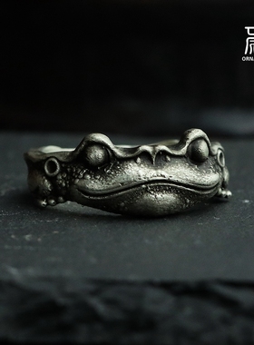 金蟾童话青蛙小动物纯银戒指环