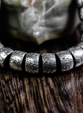 缝补纹理天珠配饰散珠子手串手链手环藏式真言高颜值文玩串珠新款