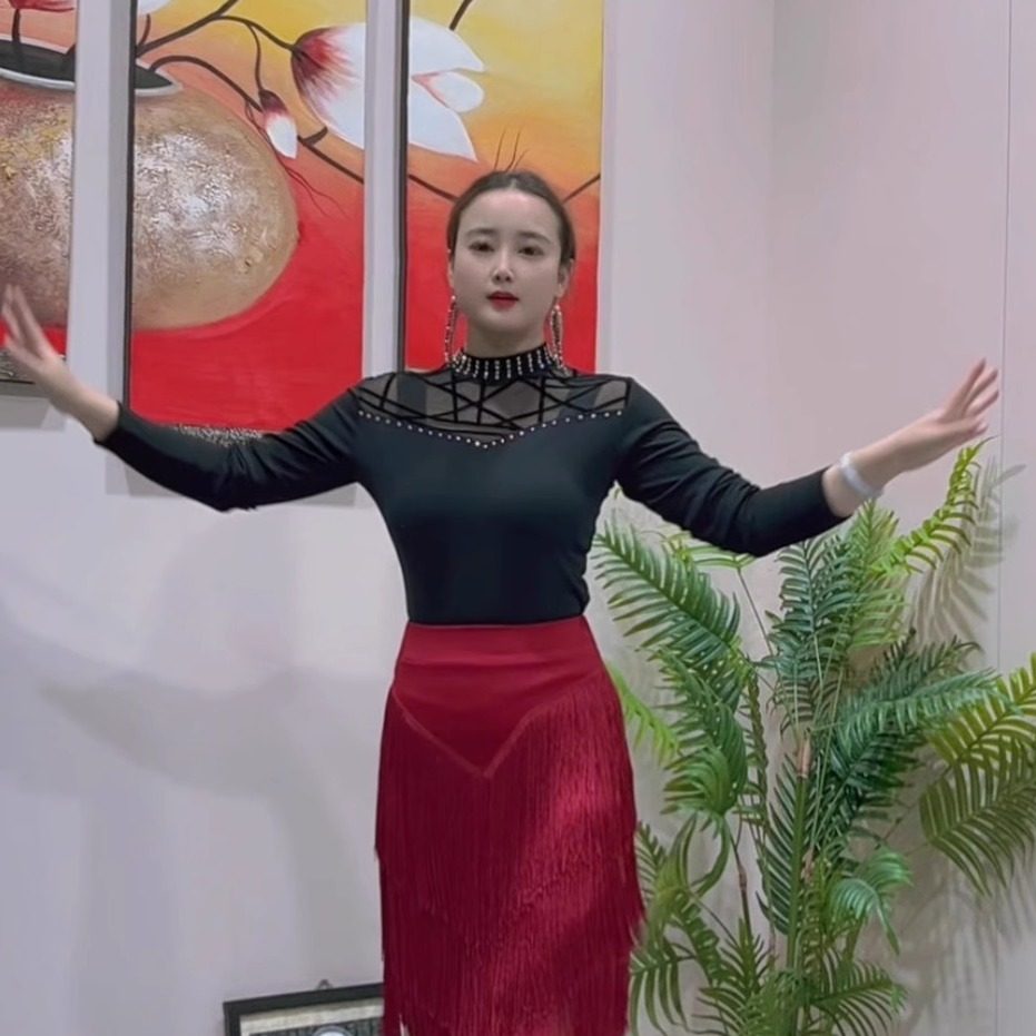 PYX-878秋冬广场舞服装镶钻修身显瘦时尚半高领长袖上衣女,淘宝优惠券,粉丝福利购,淘宝优惠卷