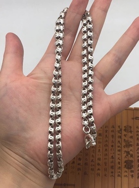 白铜镀银苗族银手工雕刻链子银链项链男女霸气银饰项链吊坠