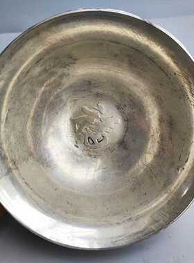 古玩杂项仿古做旧合金鎏银福禄寿喜财碗工艺品家居摆件