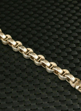 做旧白铜镀银苗族银手工雕刻狗头银链手链男女霸气银饰手镯现货