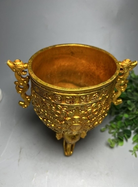 纯铜鎏金永固杯古玩工艺品吉祥