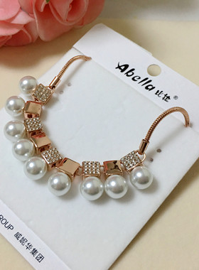 玫瑰金色水晶防过敏不掉皮短链