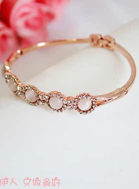 玫瑰金猫眼石防过敏手链