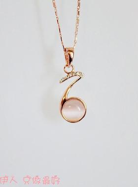 玫瑰金水晶音符防过敏不掉色短链