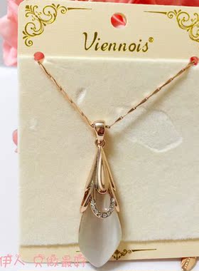 饰品玫瑰金猫眼石闪亮不掉色短链