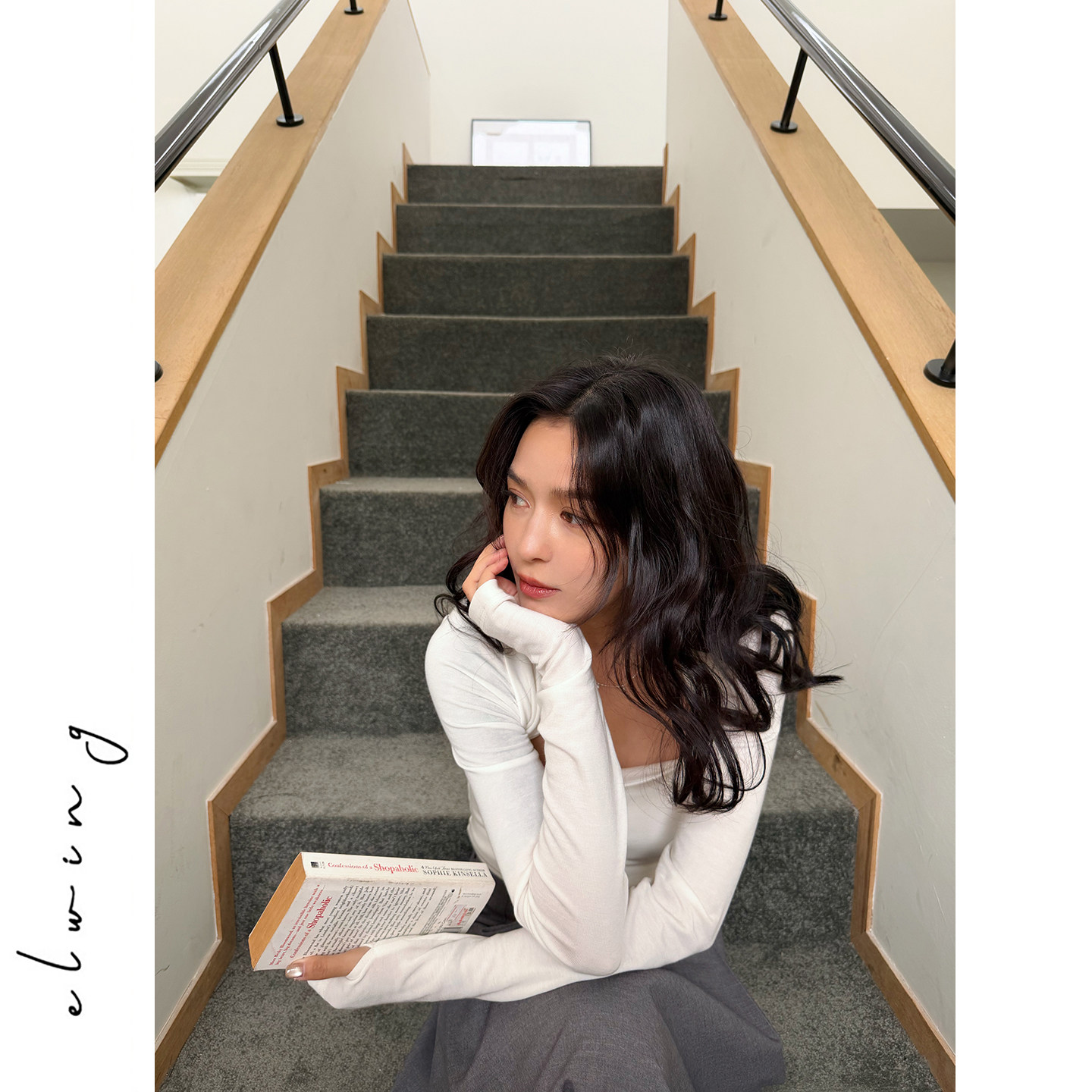 Elwing原创复古天丝羊毛针织衫假两件显瘦修身方领长袖打底衫上衣,淘宝优惠券,粉丝福利购,淘宝优惠卷