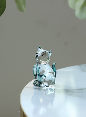 跨境创意琉璃淄博猫咪动物狗水晶装饰品桌面玻璃工艺品小摆件治愈