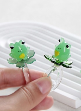 淄博琉璃可旋转玻璃戒指会动的饰品蝴蝶工艺品博山水晶礼物纯手工