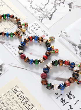 北京香灰琉璃手串古法吞金兽淄博多手链佛珠五彩本命年饰品珠子