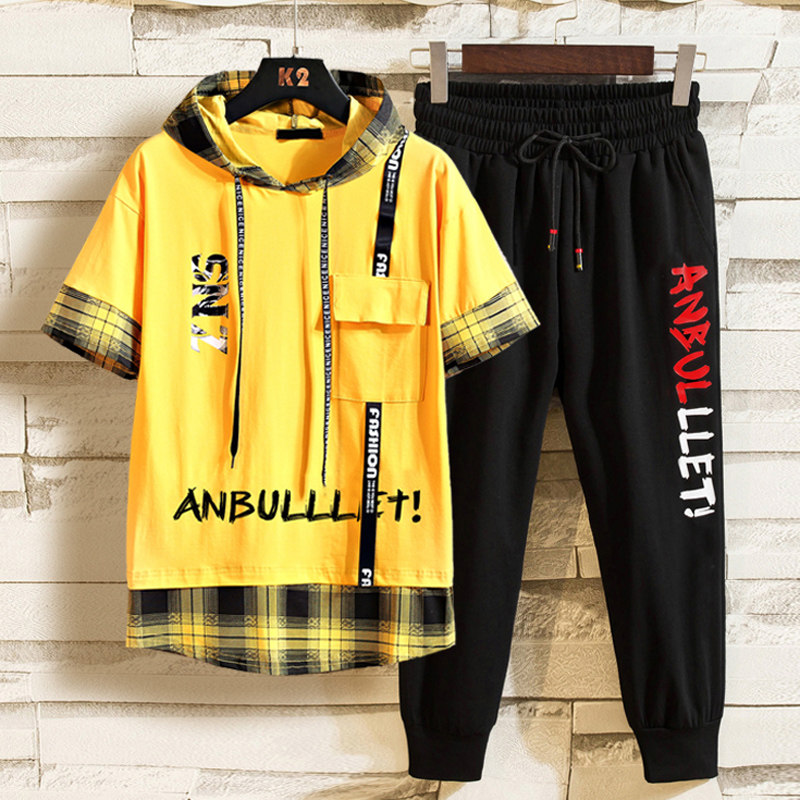 短袖男卫衣夏季套装青少年大童t恤 olekurtT恤