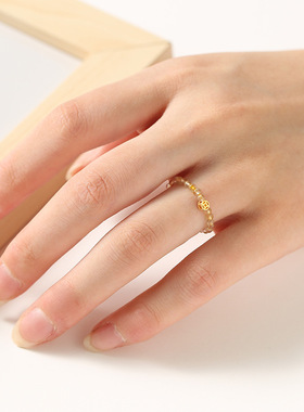 极细2mm迷你S925银天然彩虹碧玺戒指戒子珍珠水晶质感祝福好运