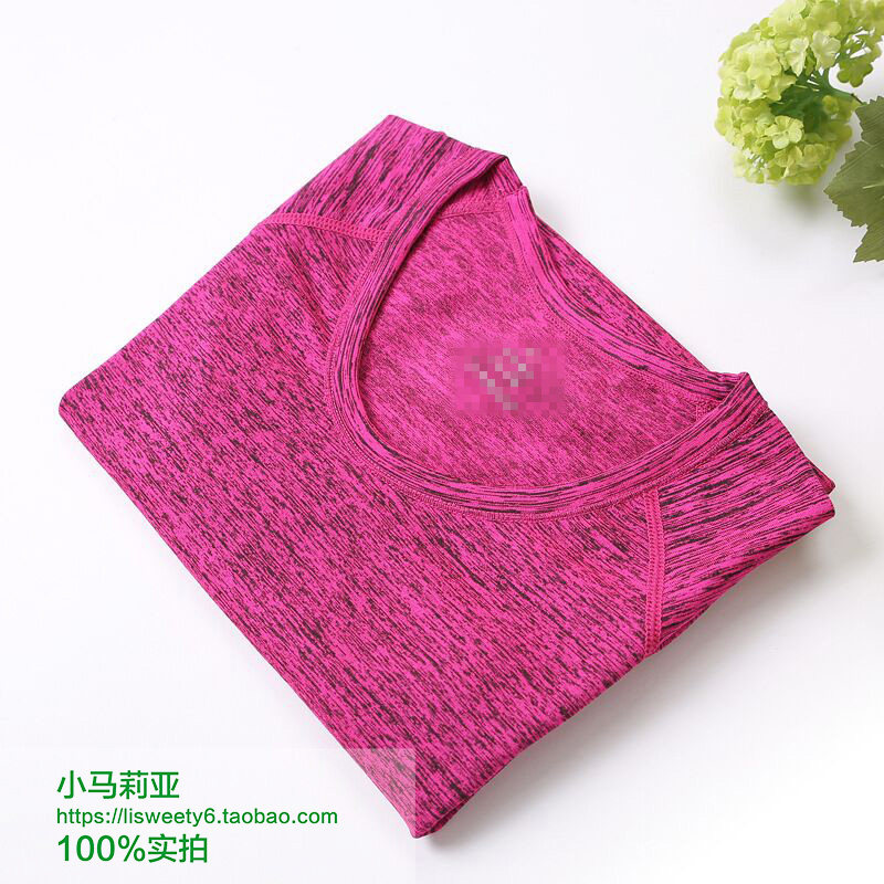 t恤女短袖瑜伽服速干运动训练跑步休闲夏季薄款段染圆领健身上衣