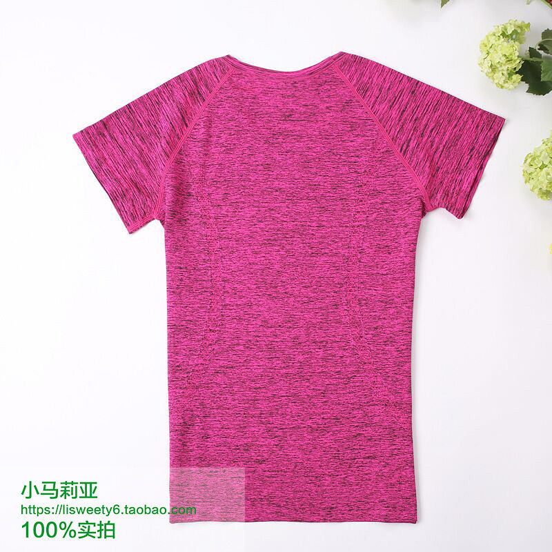 t恤女短袖瑜伽服速干运动训练跑步休闲夏季薄款段染圆领健身上衣