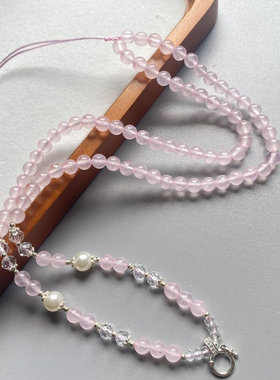 简约草莓晶万能扣珠链佛牌项链百搭吊坠 新款草莓晶6mm长度60左右