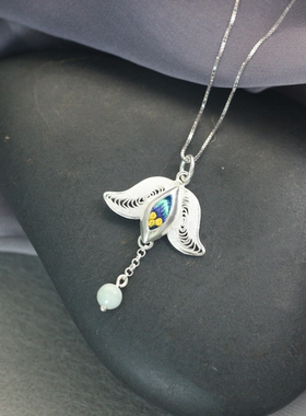 太阳鼓原创设计纯银夏花小吊坠百搭银饰手工艺饰品