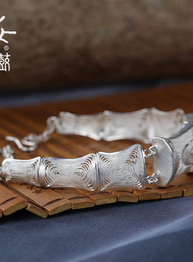 原创纯银刺绣百搭手链