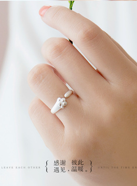 2023款戒指女学生猫爪创意猫咪日韩国简约食指开口活口小指尾戒