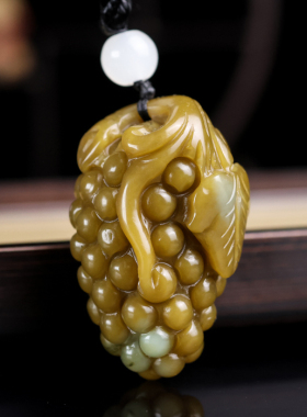 和田玉糖料葡萄手把件把玩件