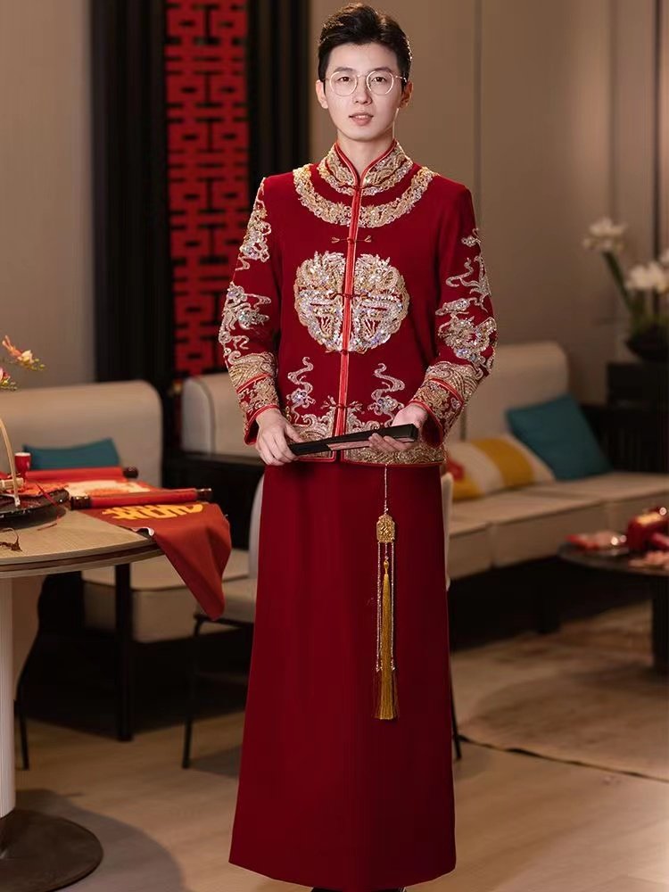 出租男女中式秀禾服敬酒接亲新郎冬季中式结婚礼服敬酒龙凤褂大码,淘宝优惠券,粉丝福利购,淘宝优惠卷