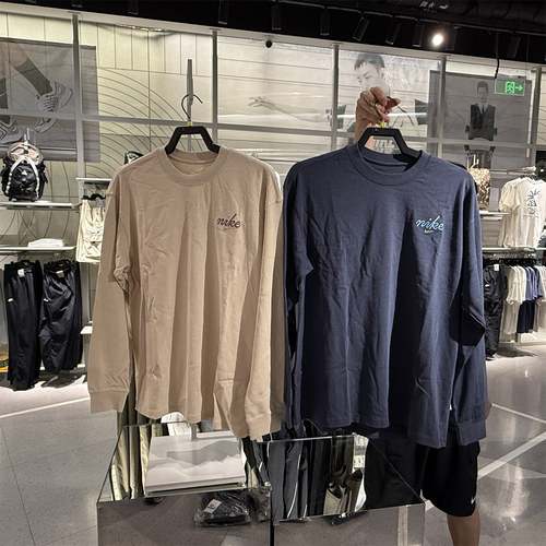 正品代购Nike耐克男子宽松休闲刺绣背标大勾针织衫T恤HQ8166-437 - 图0