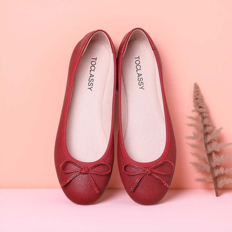【福利体验款】TOCLASSY真皮蝴蝶结芭蕾舞平底鞋蛋卷大码女软单鞋,淘宝优惠券,粉丝福利购,淘宝优惠卷