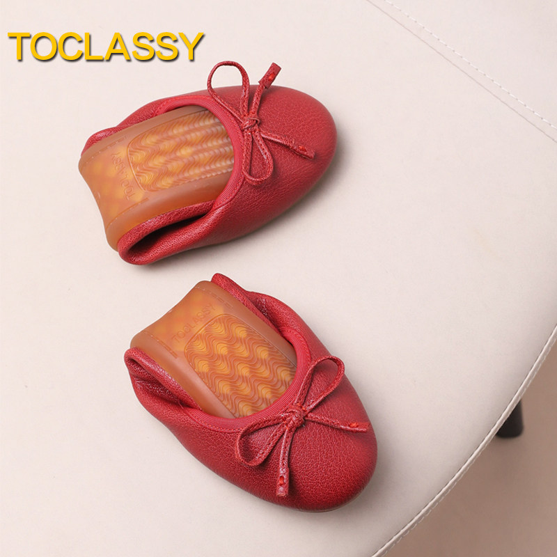 【福利体验款】TOCLASSY真皮蝴蝶结芭蕾舞平底鞋蛋卷大码女软单鞋,淘宝优惠券,粉丝福利购,淘宝优惠卷