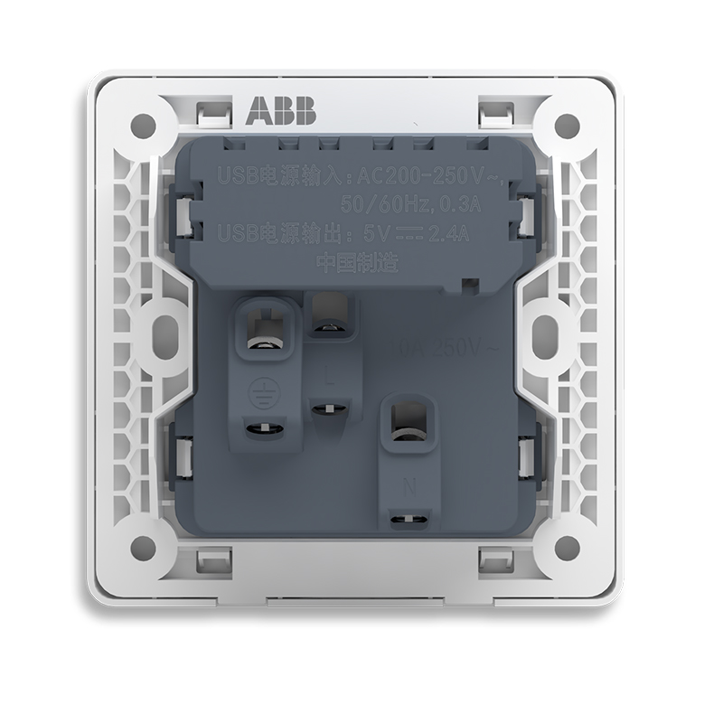 abb开关插座面板远致10A双USB+五孔AO293明净白色/灰色EG/金色CG - 图3