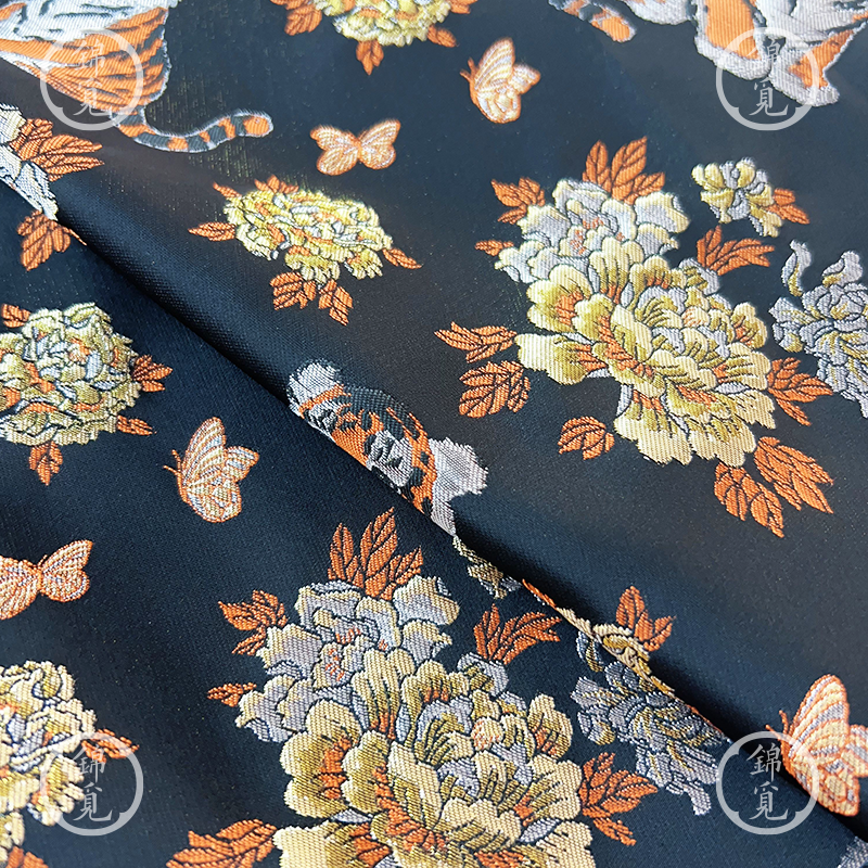 国风老虎花卉提花面料新中式汉服旗袍布料织锦工艺,淘宝优惠券,粉丝福利购,淘宝优惠卷