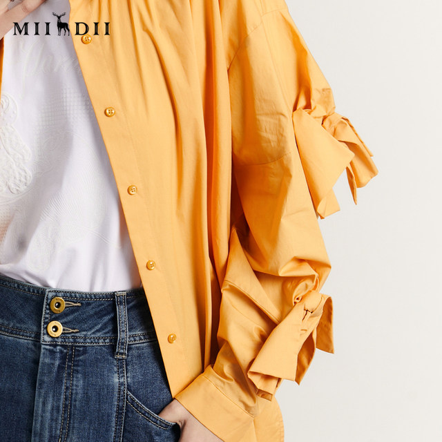 Riddle specialty shirt long-sleeved women's autumn fashion loose design mid-length shirt 233MC1150