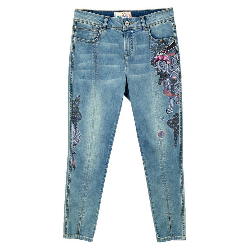 miidii /谜底20夏装新款紧身两侧女 谜底牛仔裤