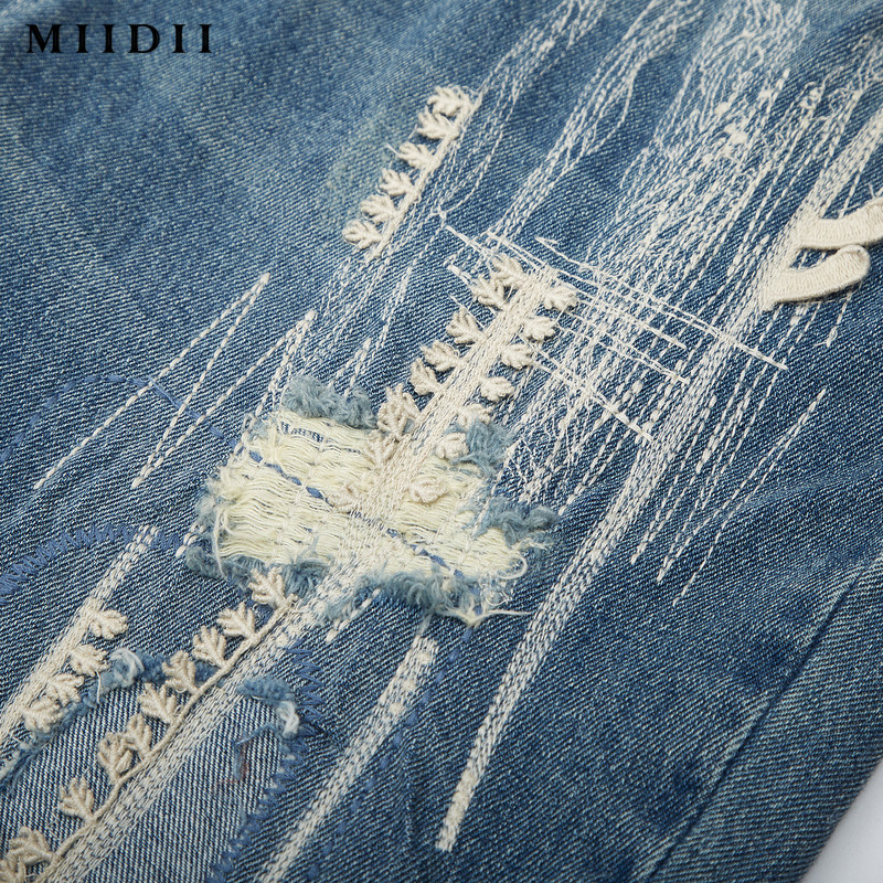 谜底20夏季新款个性纯棉绣花牛仔裤 谜底牛仔裤