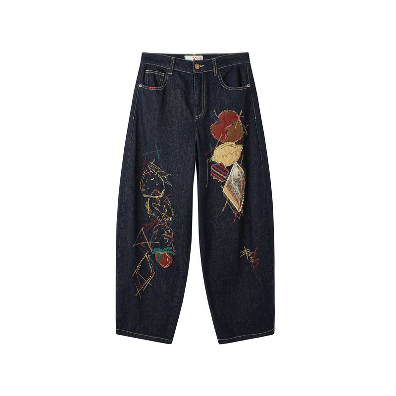 谜底香蕉裤长裤2026年春季新品显腿长贴布绣花牛仔裤女261MJ0018,淘宝优惠券,粉丝福利购,淘宝优惠卷