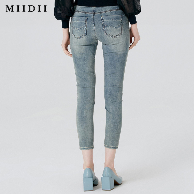 miidii /谜底20夏装新款紧身两侧女 谜底牛仔裤