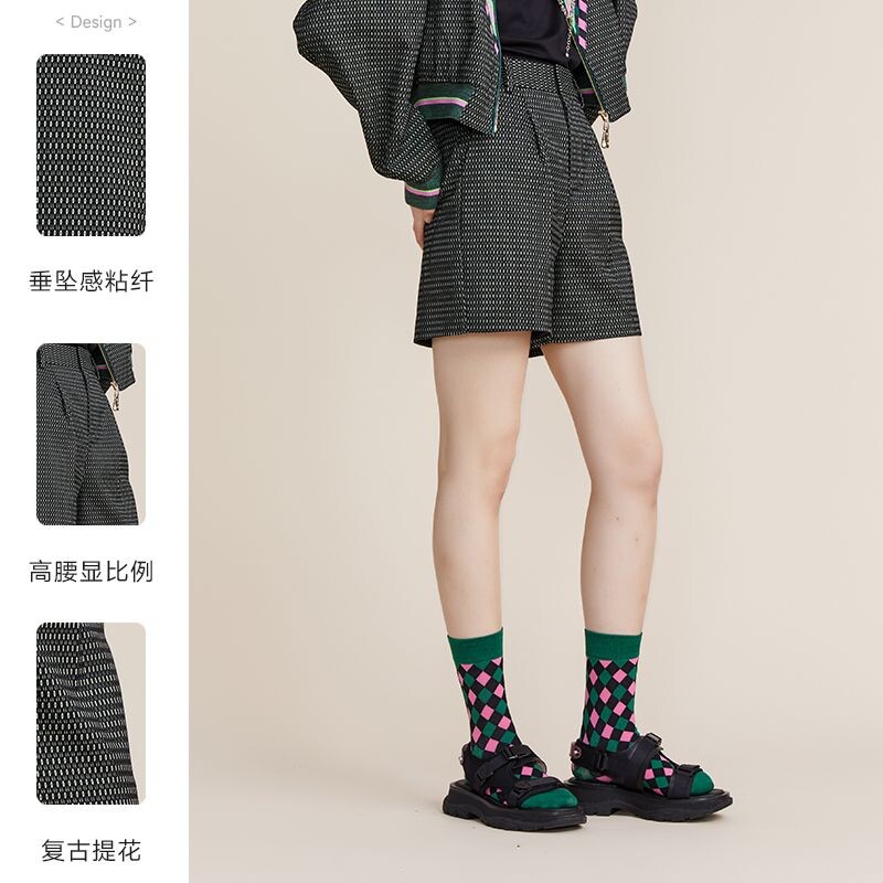 MIIDII谜底2022春秋通勤时髦西装阔腿短裤女a字宽松直筒221MK0139,淘宝优惠券,粉丝福利购,淘宝优惠卷