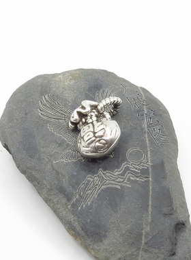 S999纯银饰品复古泰银3diy硬银足银财福袋隔珠红绳手链配件吊坠女