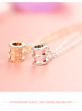 S925纯银首饰精品项链抖音小红书同款玫瑰金小蛮腰爱情侣吊坠套链