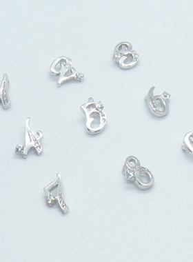 diy纯银镶钻挂件幸运数字吊坠