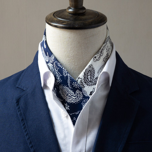 佩斯利纹男士丝巾英伦小方巾衬衫领巾小围巾复古薄款送丝巾扣 - 图1