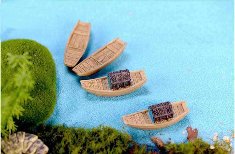 微景观素材假山装饰创意苔藓水族生态瓶鱼缸手工场景小船李白泛舟