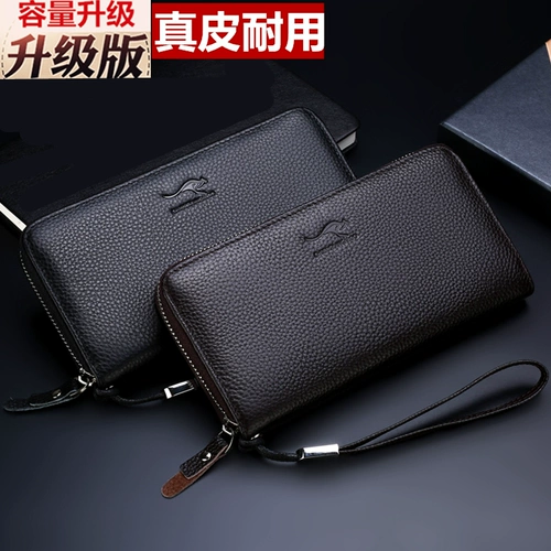 Цепочка с молнией, кожаная сумка с петлей на руку, мужской бумажник, кожаный кошелек, картхолдер для водительских прав, из натуральной кожи, воловья кожа