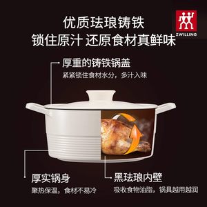 德国双立人龙铸铁Dragon珐琅锅家用汤锅炖盅焖烧锅铸铁锅焖锅锅具