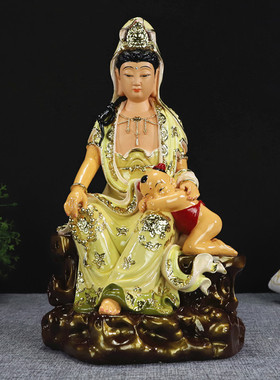 多款南海滴水宝瓶送子观音坐站自在骑龙观世音菩萨中式佛像摆件