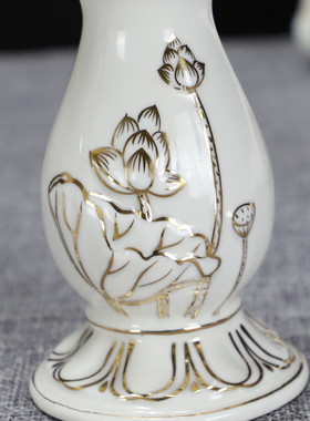 陶瓷莲花烛台蜡烛复古供佛佛具