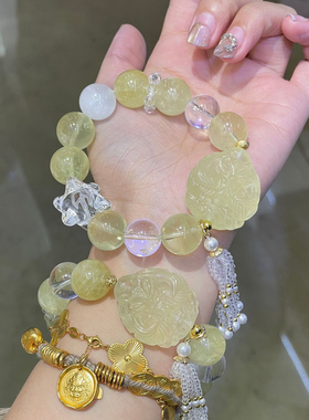 天然柠檬黄水晶手链个性大气爆款小红书抖音直播货源女