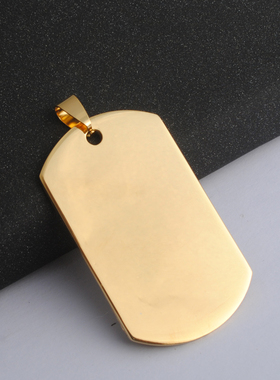 男士钛钢黑色军牌个性狗项链