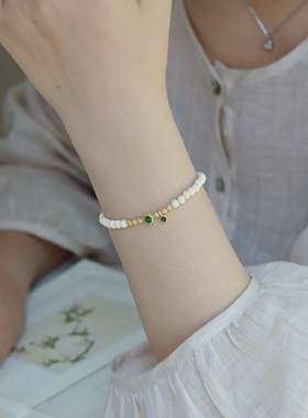 原创「如翡」猛犸牙阳绿翡翠新中式手链女国风文玩手串优雅设计感